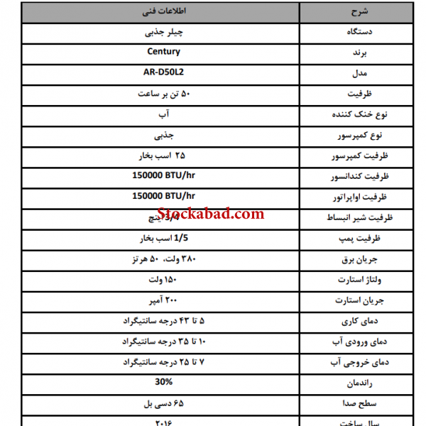 دستگاه چیلر 50 تنی